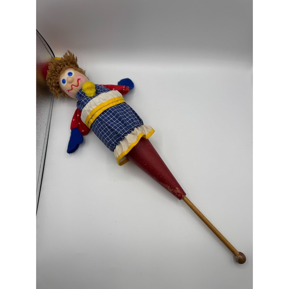 Gymboree Clown Toy One Size Multicolor Vintage 1987 Plush Wooden Handle